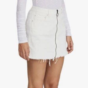 We The Free "Zip it Up" White Denim Skirt by Free People